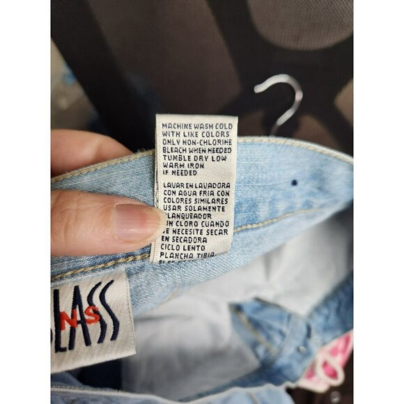 VTG Bill Blass Womens Light Wash Wide-Leg Capri Jeans W/ Tan Piping Detail Size - Picture 7 of 7